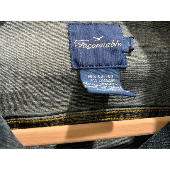 Faconnable Womens Medium Wash Stretch Denim Trucker Jacket Size L - Picture 3 of 15